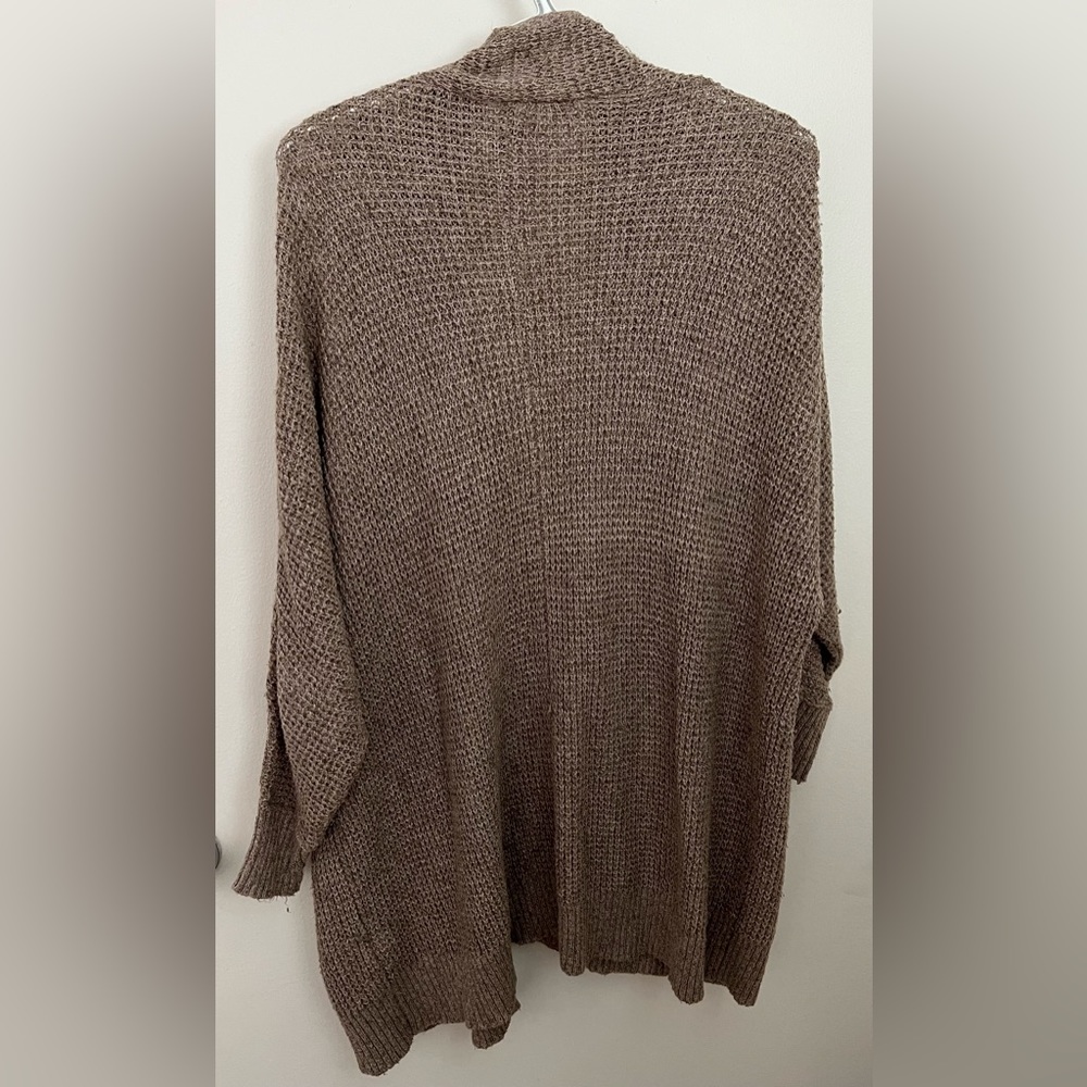 American Eagle Outfitters Cozy Open-Front Cardigan - Taupe Brown - Picture 2 of 6